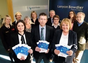 Sophie Davies, Neil Lorimer and Kay Kelly from Lanyon Bowdler with some of the speakers at the event.