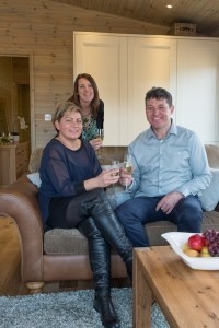 Jane Edmunds from Alan Ward with Ashlea Pools Country Park owners Lee and Leigh Burdon. 