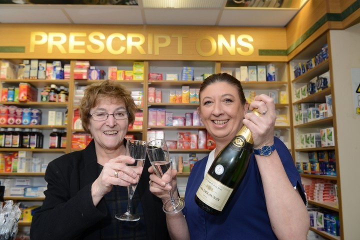 Staff at a Shropshire pharmacy celebrate 55 years service