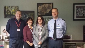L to R- Wing Commander Neil Hope, Gail Moore (Community for RAF Shawbury), head teacher Liz Dakin & Group Captain Jason Appleton