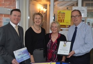 Rob Tolley, of sponsors Fluid Network Solutions with Dr Louise Houghton, Joy Baker, managing partner at Marden Medical Practice and Peter Masters, business manager at Caradoc Medical Services.