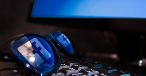 Facebook logo in glasses